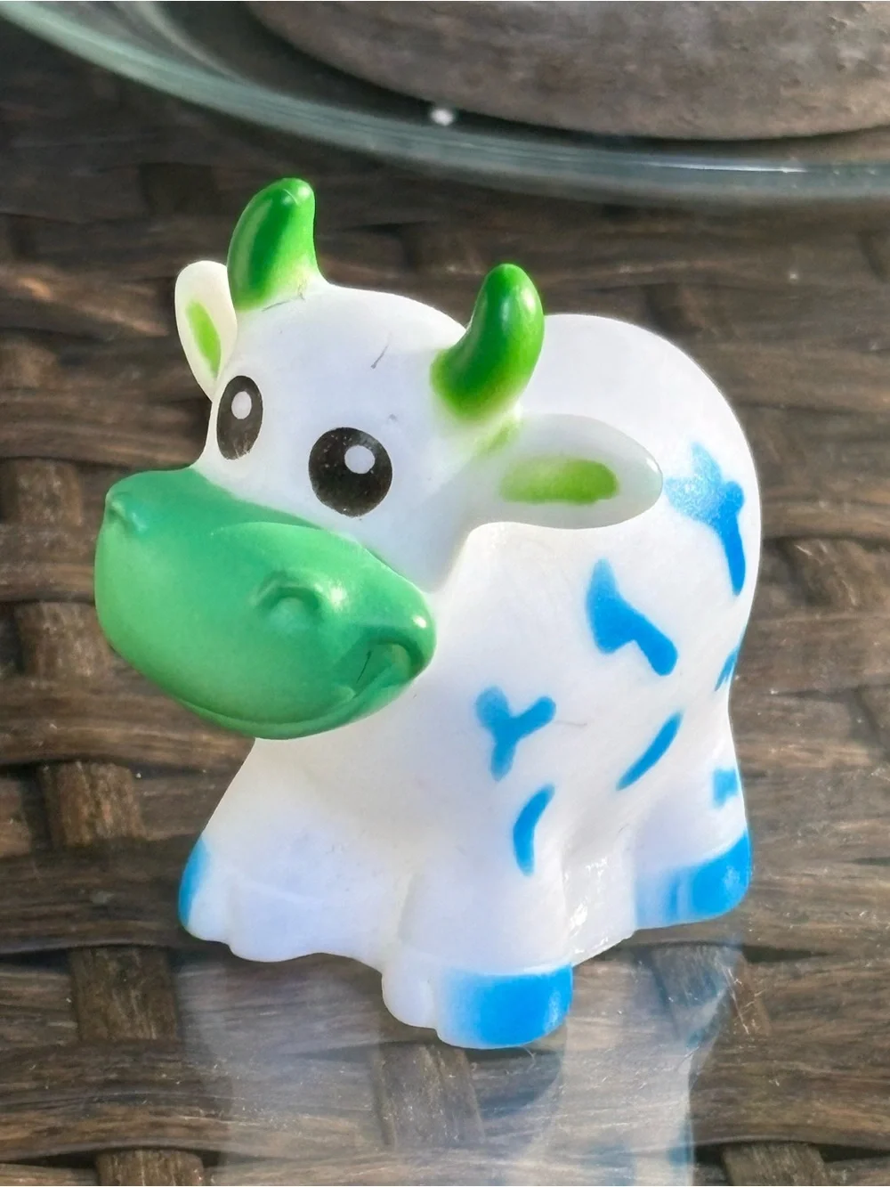 Cow Toy Moo Moo Subaru Blue & white cute smiling cow with green accents #cow
